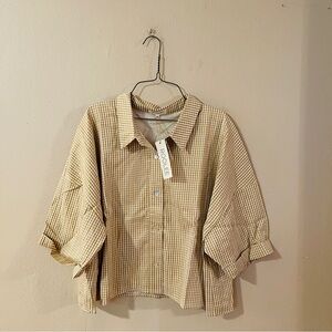 NWT Roolee Cropped Button Up Shirt